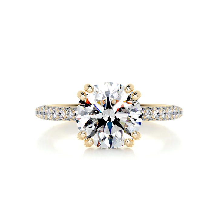 Madeline Moissanite & Diamonds Ring Moissanite 18K Gold 1 Carat Round#material_18k-gold