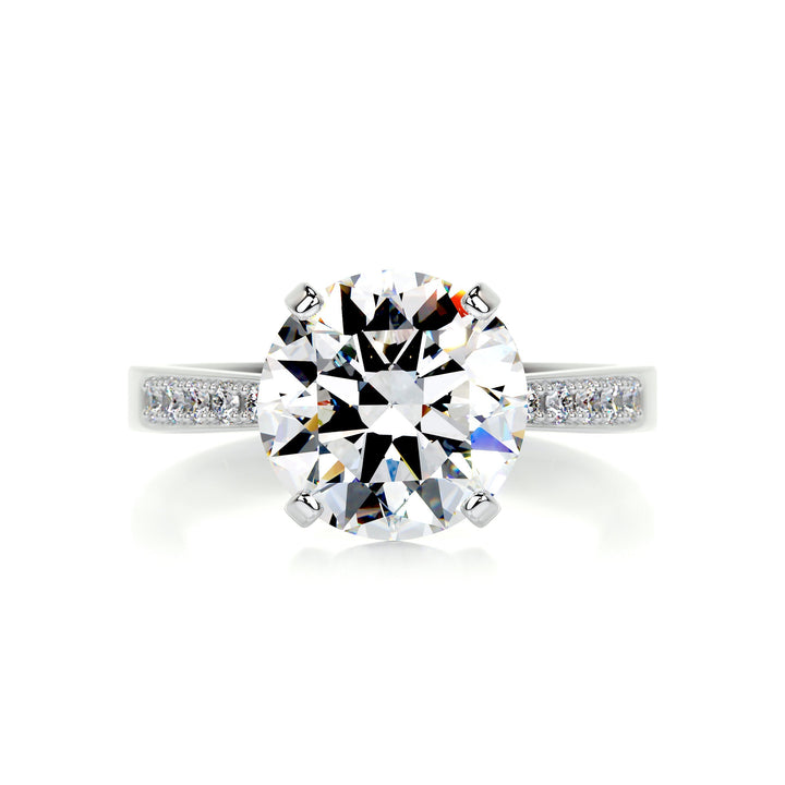 Maya Moissanite & Diamonds Ring Moissanite 14K White 1 Carat Round#material_14k-white