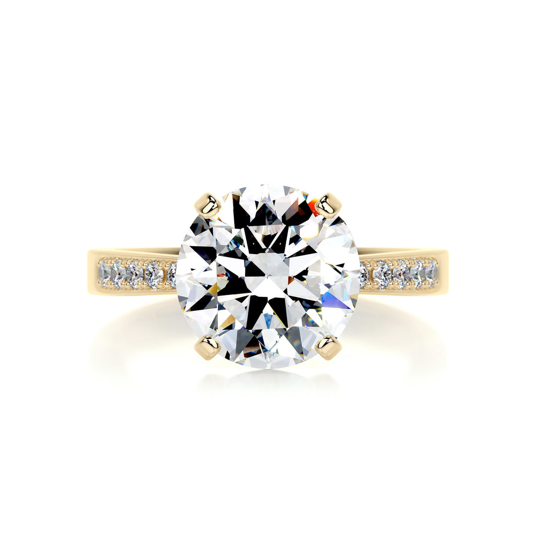 Maya Moissanite & Diamonds Ring Moissanite 18K Gold 1 Carat Round#material_18k-gold