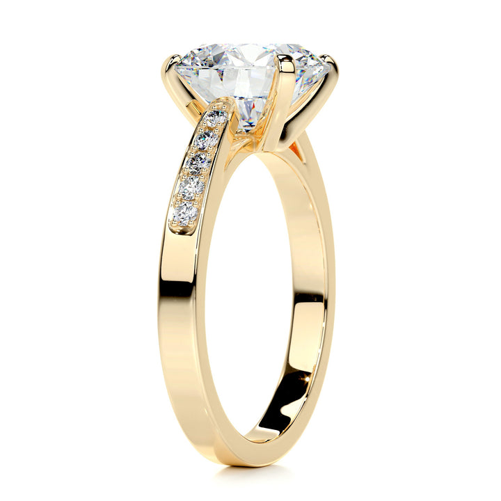 Maya Moissanite & Diamonds Ring Moissanite 18K Gold 2 Carat Round#material_18k-gold