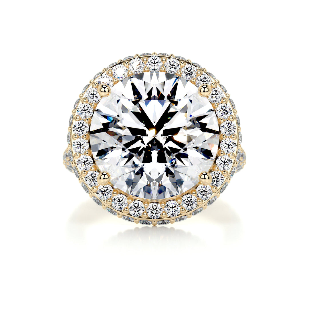 Melani Moissanite & Diamonds Ring Moissanite 18K Gold 1 Carat Round#material_18k-gold