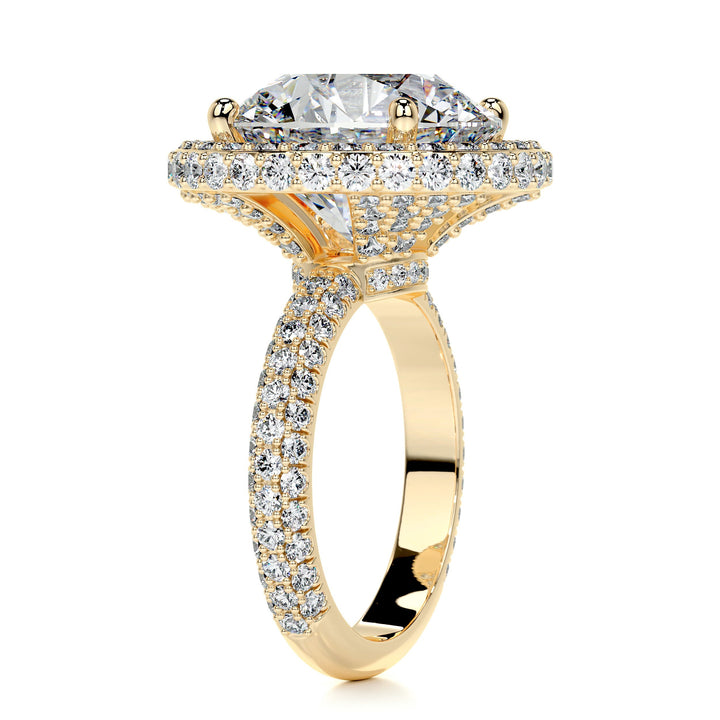 Melani Moissanite & Diamonds Ring Moissanite 18K Gold 2 Carat Round#material_18k-gold