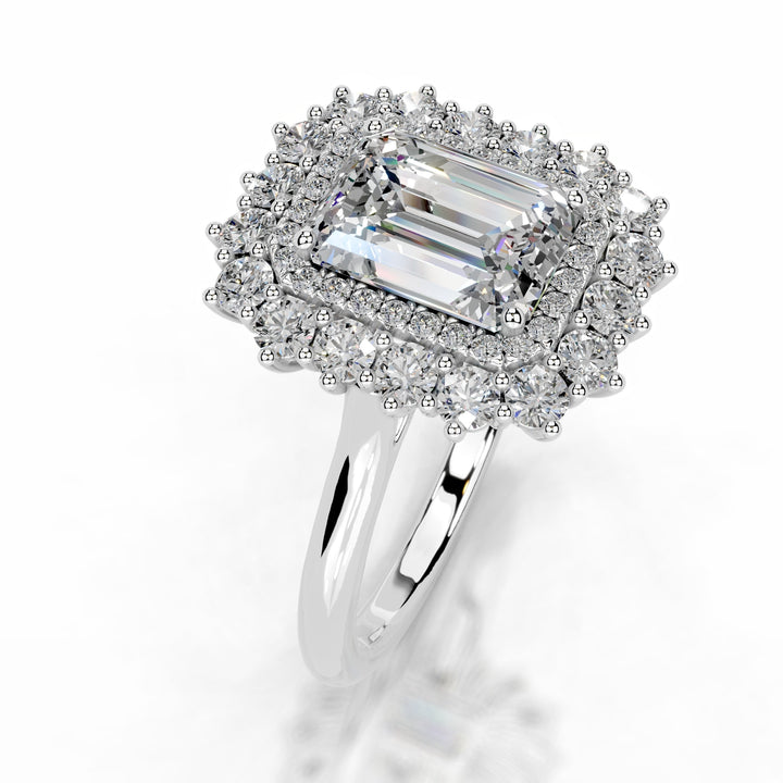 Mirani Moissanite & Diamond Ring 3.5 Carat 14K White#material_14k-white