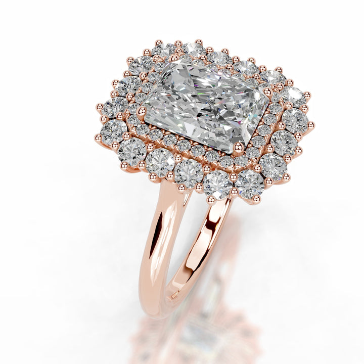 Natalia Moissanite & Diamond Ring 3.5 Carat 14K Rose#material_14k-rose