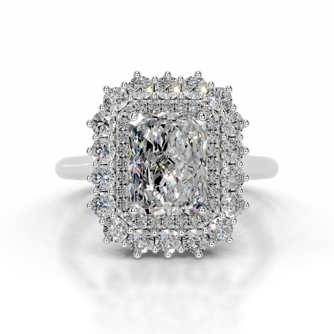 Natalia Moissanite & Diamond Ring 1 Carat 14K White#material_14k-white