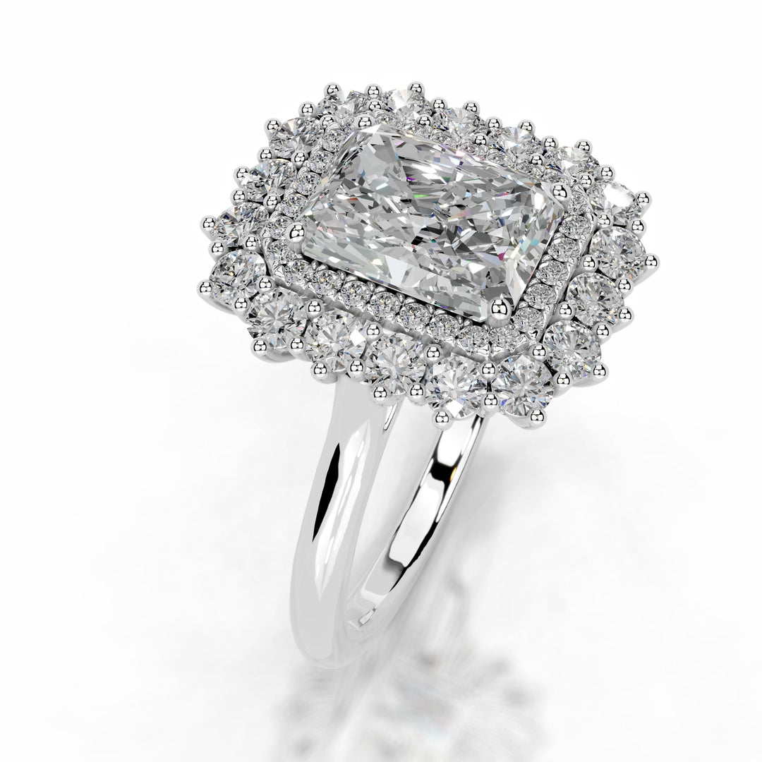 Natalia Moissanite & Diamond Ring 3.5 Carat 14K White#material_14k-white
