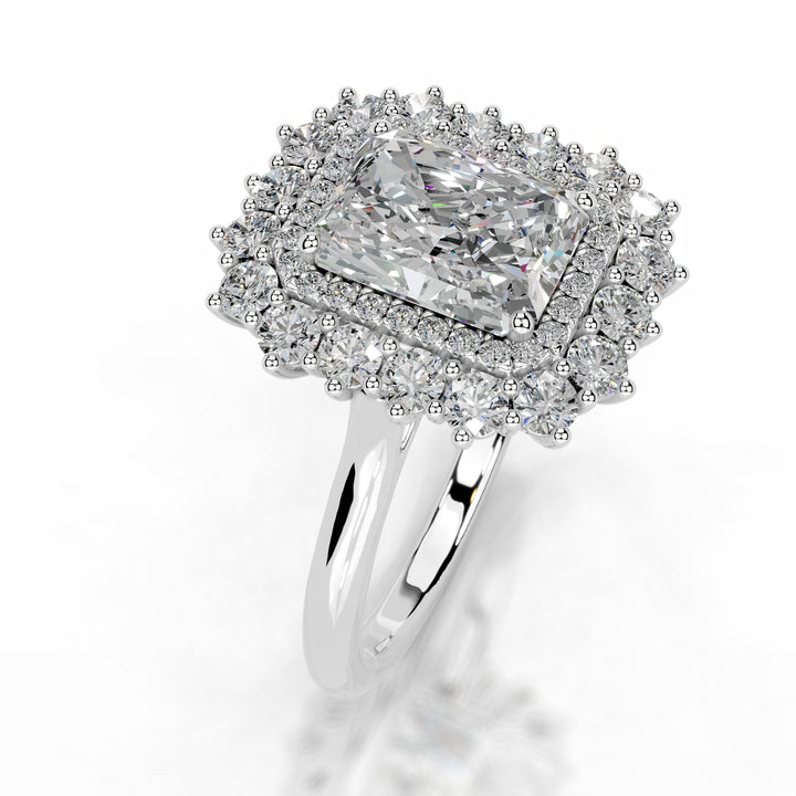 Natalia Moissanite & Diamond Ring 3.5 Carat 14K White#material_14k-white