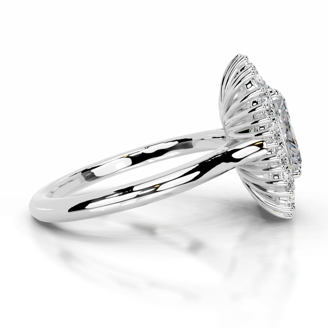 Natalia Moissanite & Diamond Ring 2.5 Carat 18K White#material_18k-white