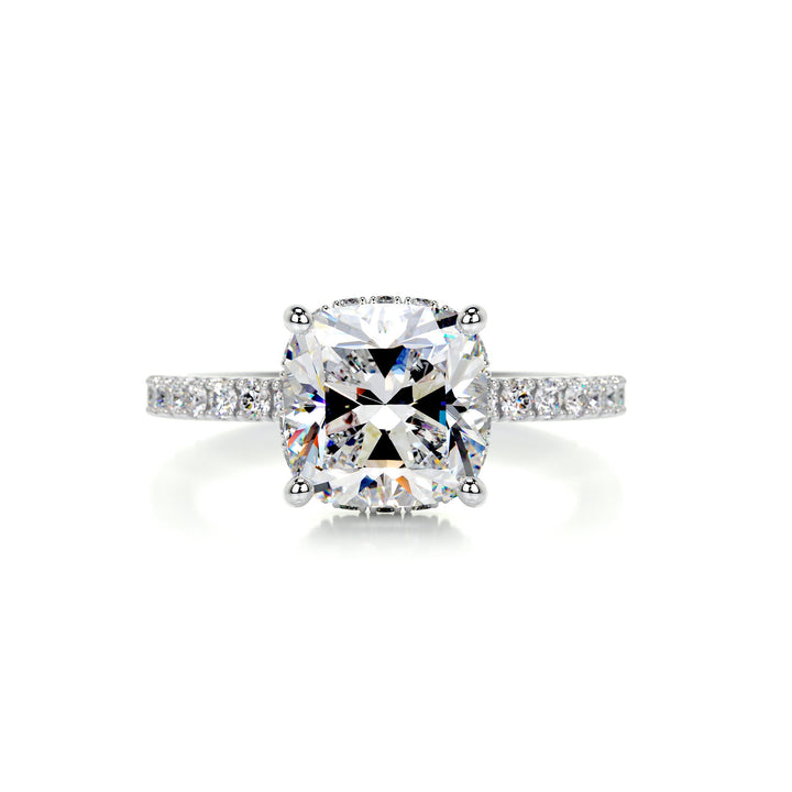 Nevaeh Moissanite & Diamonds Ring Moissanite 14K White 1 Carat Round#material_14k-white