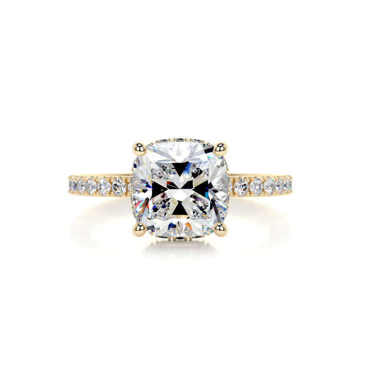 Nevaeh Moissanite & Diamonds Ring Moissanite 18K Gold 1 Carat Round#material_18k-gold