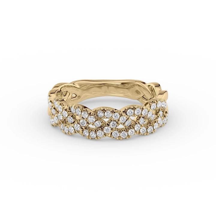 Pave Braided Statement Rings 14K Gold Round Lab Diamonds#material_14k-gold