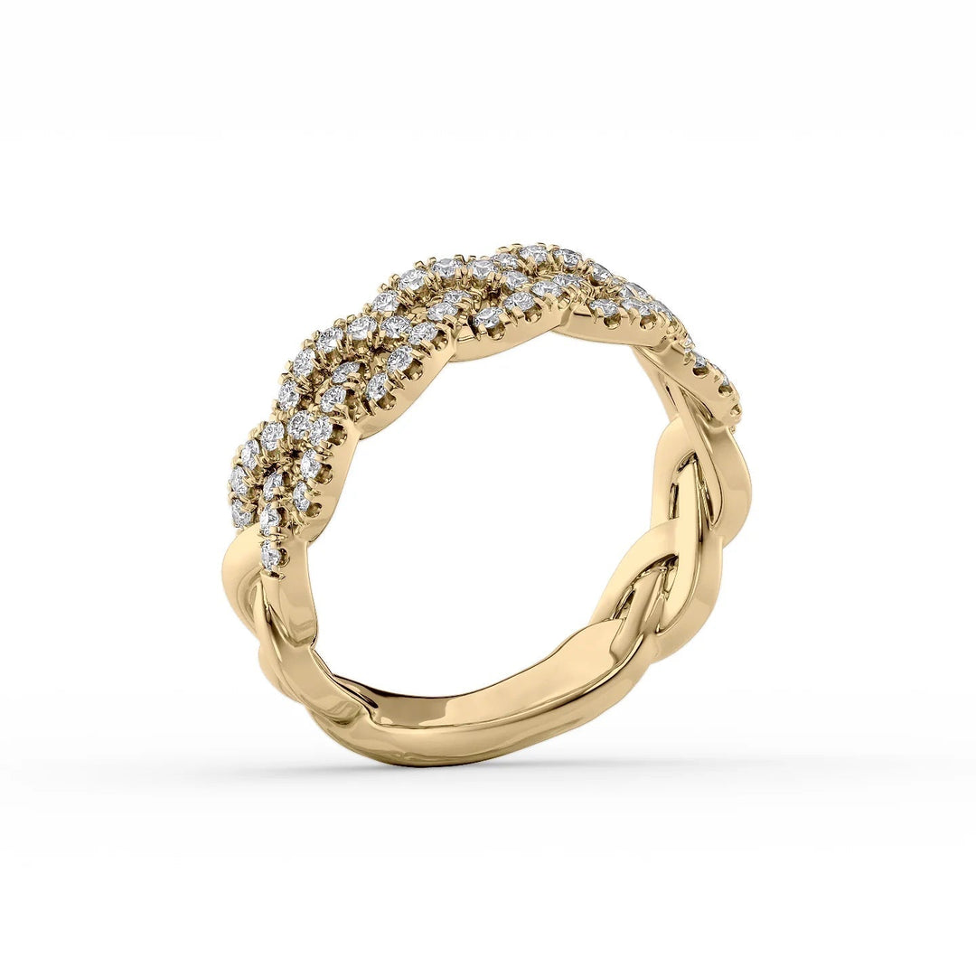 Pave Braided Statement Rings 14K Gold Round Lab Diamonds#material_14k-gold