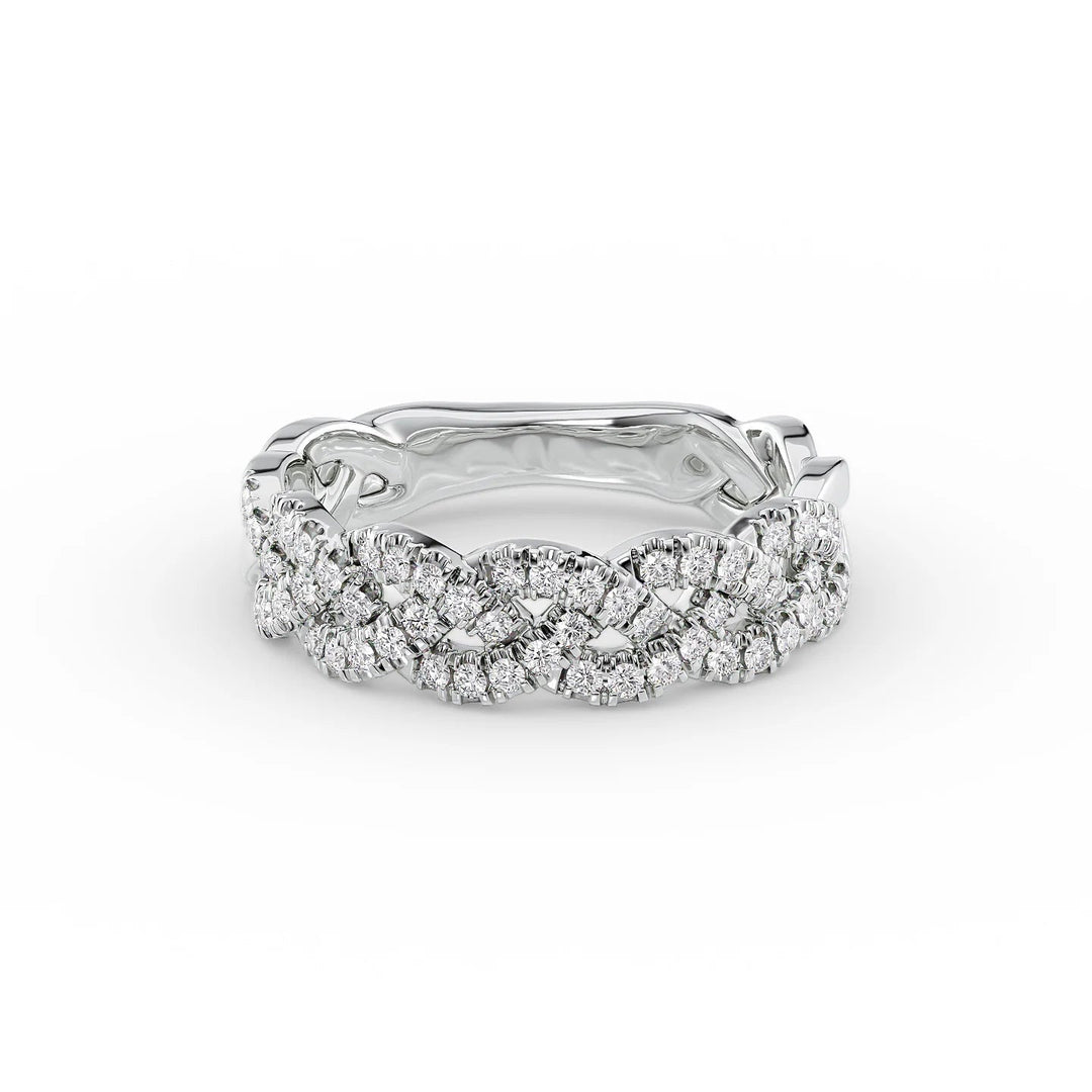 Pave Braided Statement Rings 14K White Round Lab Diamonds#material_14k-white