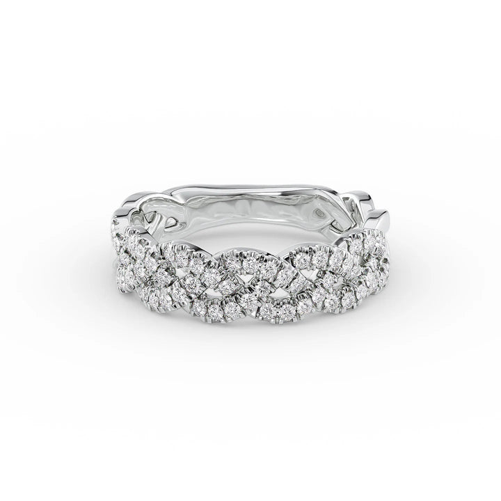 Pave Braided Statement Rings 14K White Round Lab Diamonds#material_14k-white