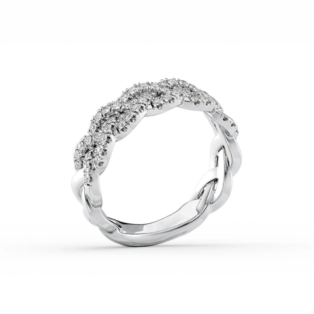 Pave Braided Statement Rings 14K White Round Lab Diamonds#material_14k-white