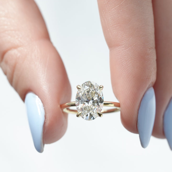 The Cecelia Oval Lab Diamond Moissanite Engagement Ring *Shown with 3 ct #material_gold