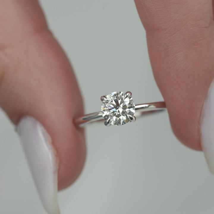 The Crown Liberty Round Lab Diamond Moissanite Engagement Ring *Shown with 1 ct #material_white