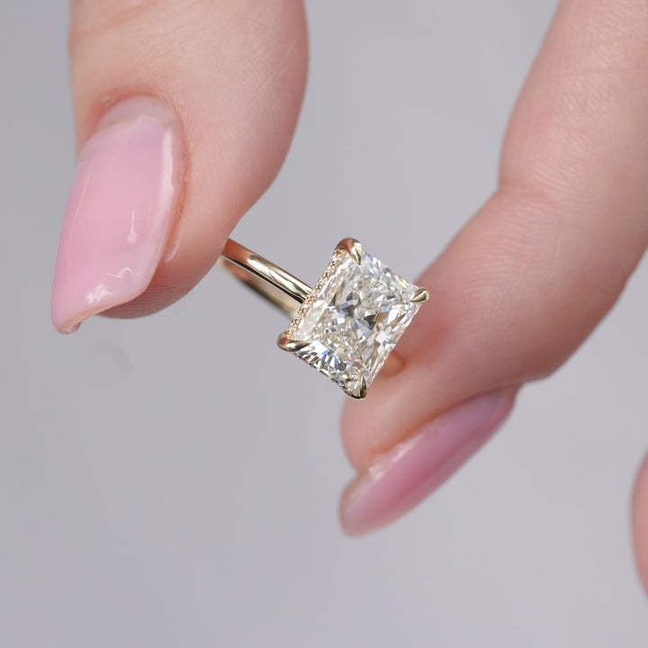 The Sydney Radiant Lab Diamond Moissanite Engagement Ring *Shown with 3 ct #material_gold