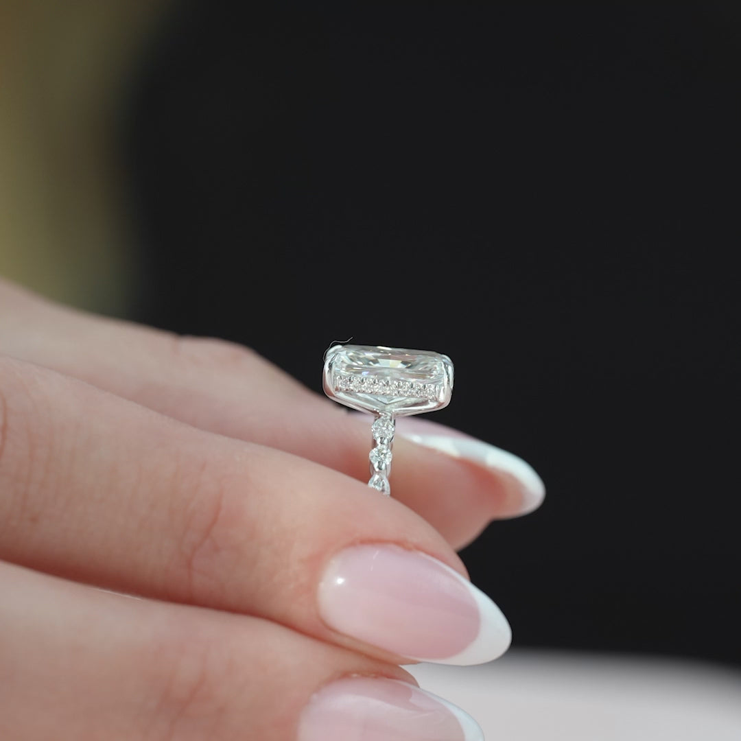 The Lyra Radiant Lab Diamond Moissanite Engagement Ring
