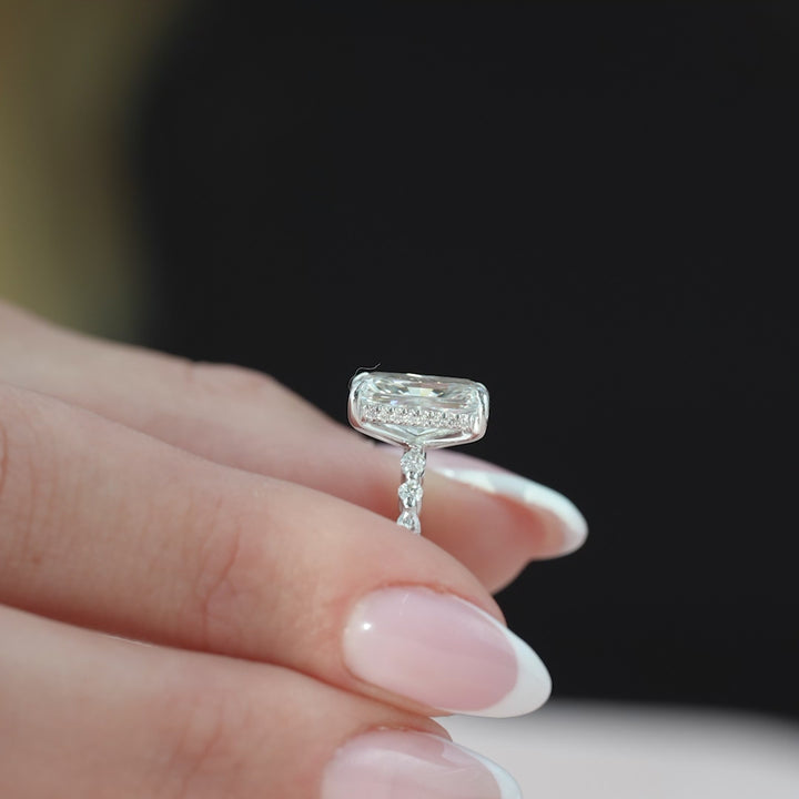 The Lyra Radiant Lab Diamond Moissanite Engagement Ring *Shown with 2.5 ct #material_white