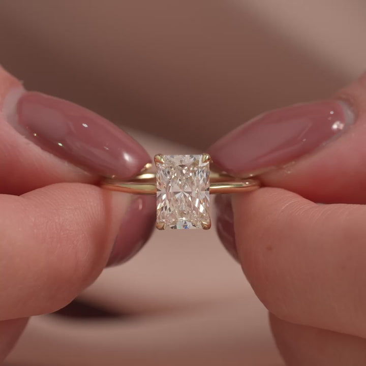 The Cecelia Radiant Lab Diamond Moissanite Engagement Ring *Shown with 2 ct #material_gold