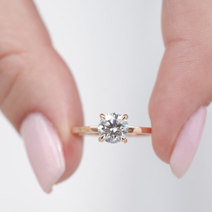 The Estella Round Lab Diamond Moissanite Engagement Ring *Shown with 1 ct #material_rose