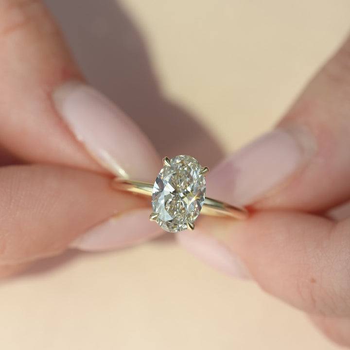 The Liberty Oval Lab Diamond Moissanite Engagement Ring *Shown with 2 ct #material_gold