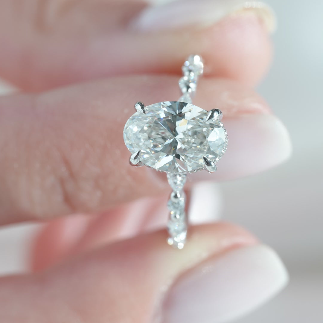 The Lyra Oval Lab Diamond Moissanite Engagement Ring