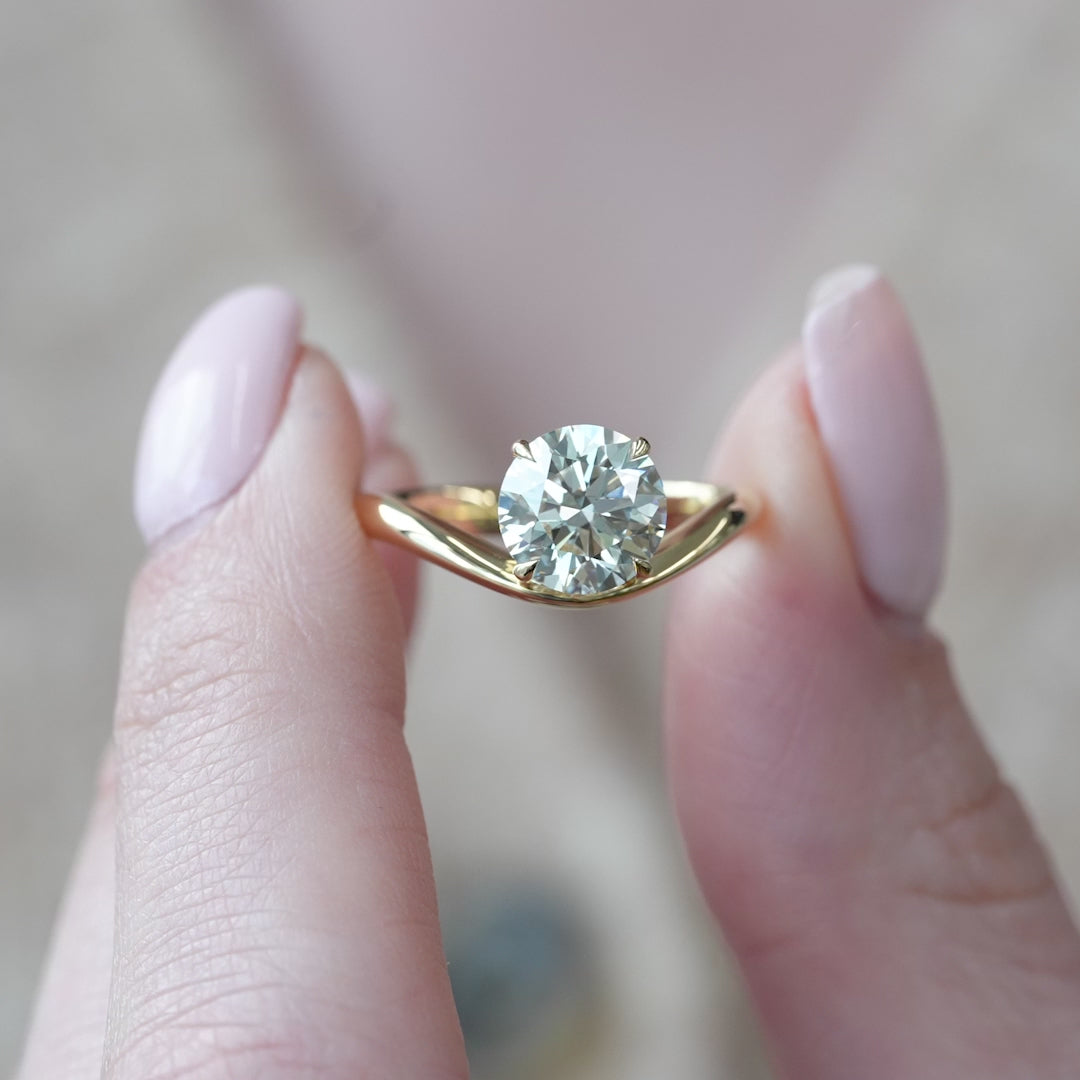 The Brooklyn Round Lab Diamond Moissanite Engagement Ring