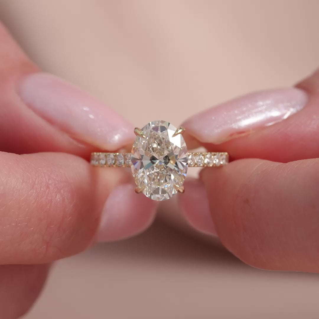 The Pave Natasha Oval Lab Diamond Moissanite Engagement Ring
