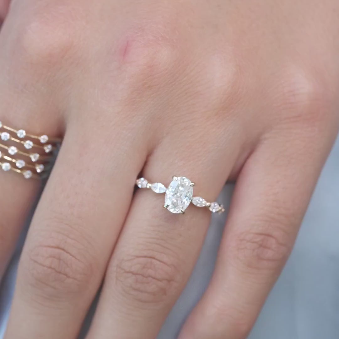 The Linda Oval Lab Diamond Moissanite Engagement Ring