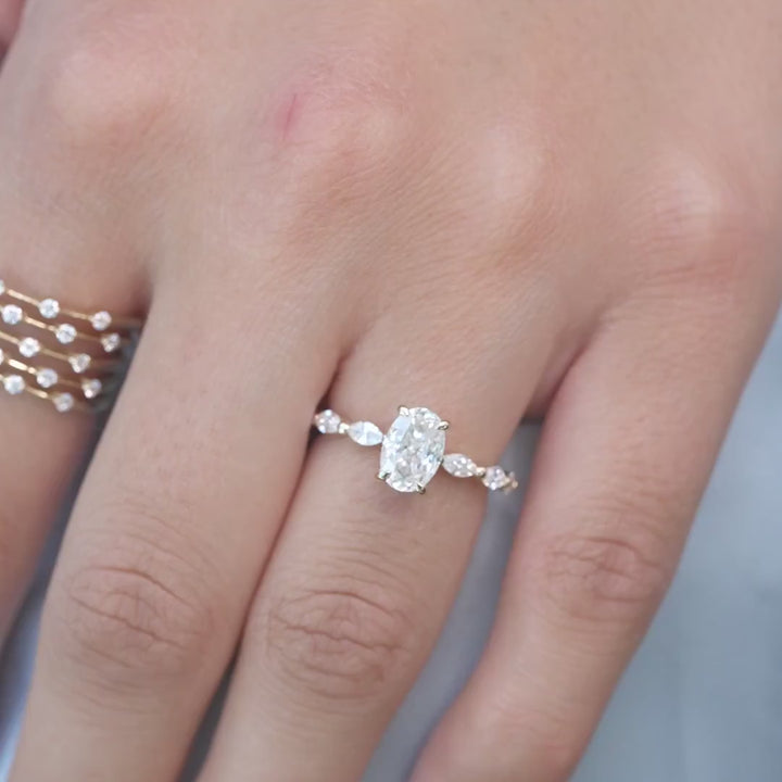 The Linda Oval Lab Diamond Moissanite Engagement Ring *Shown with 1 ct #material_gold