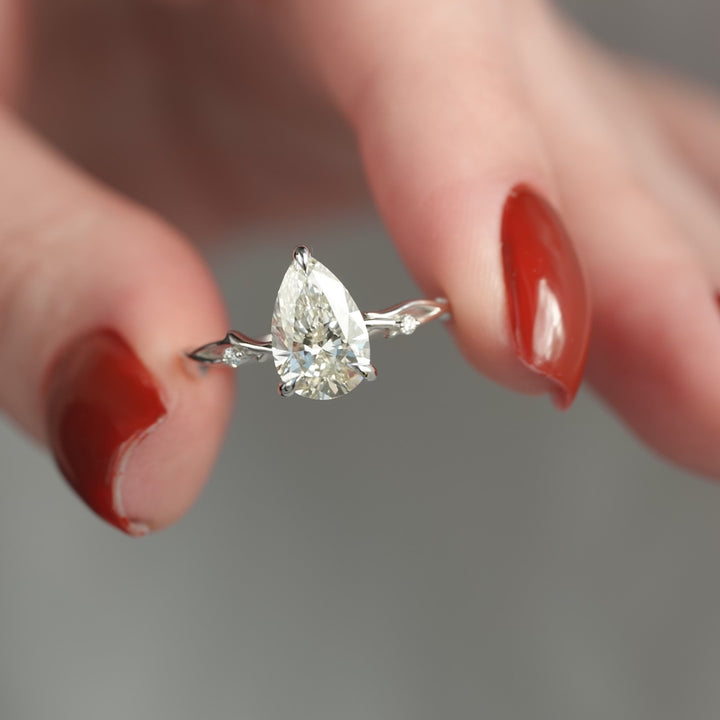 The Coco Pear Lab Diamond Moissanite Engagement Ring *Shown with 2 ct #material_white