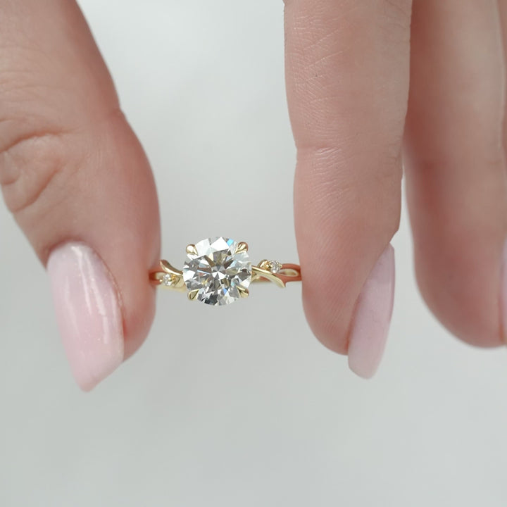 The Coco Round Lab Diamond Moissanite Engagement Ring *Shown with 2 ct #material_gold