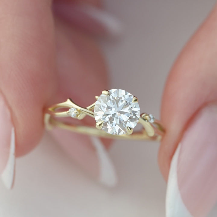 The Coco Round Lab Diamond Moissanite Engagement Ring *Shown with 1.5 ct #material_gold