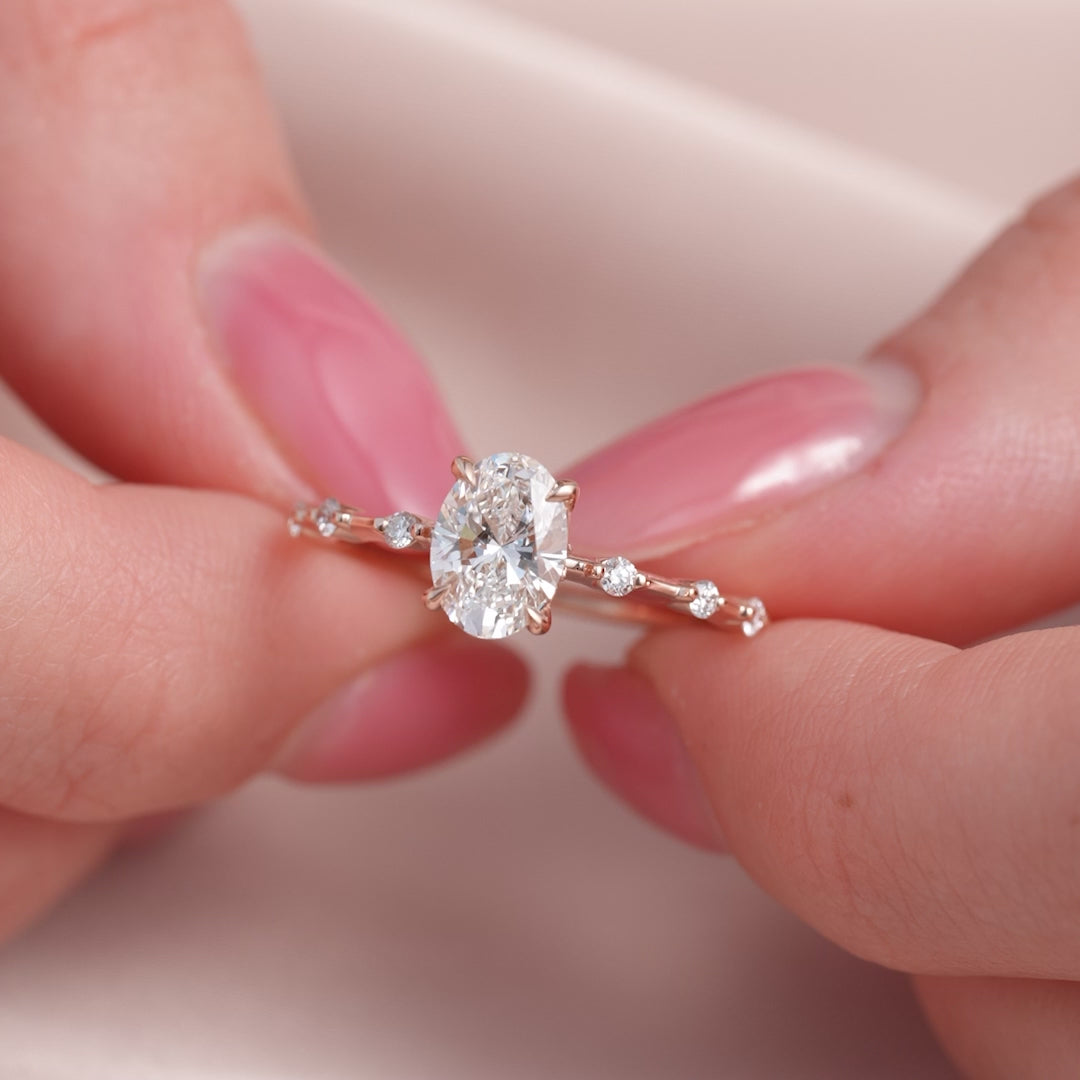 The Morgan Oval Lab Diamond Moissanite Engagement Ring
