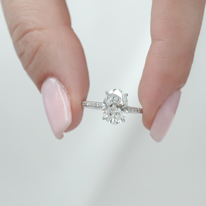The Pave Liberty Oval Lab Diamond Moissanite Engagement Ring