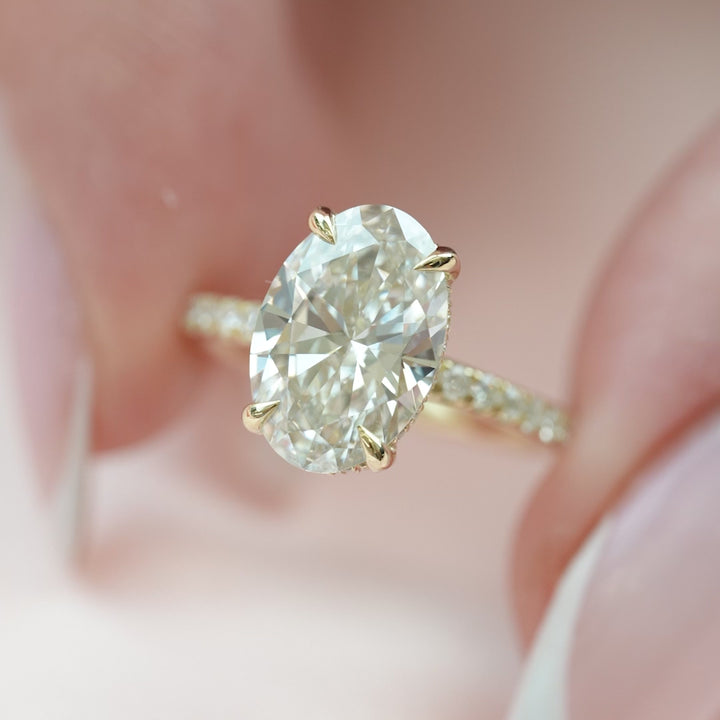 The Pave Crown Liberty Oval Lab Diamond Moissanite Engagement Ring *Shown with 2.5 ct #material_gold