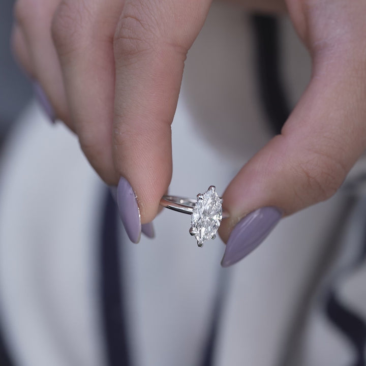 The Razor Liberty Marquise Lab Diamond Moissanite Engagement Ring *Shown with 2.5 ct #material_white