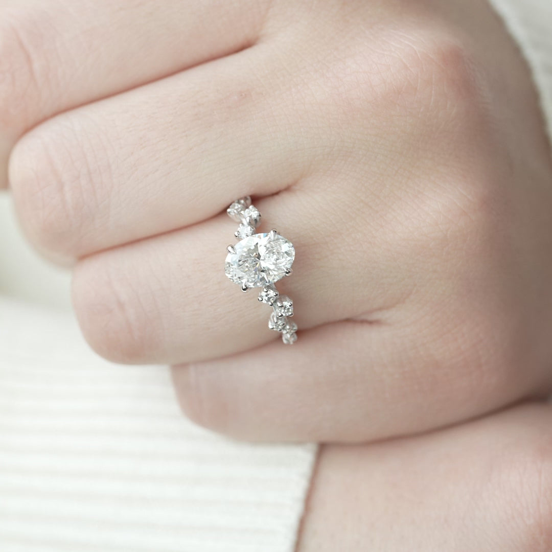 The Mona Oval Lab Diamond Moissanite Engagement Ring