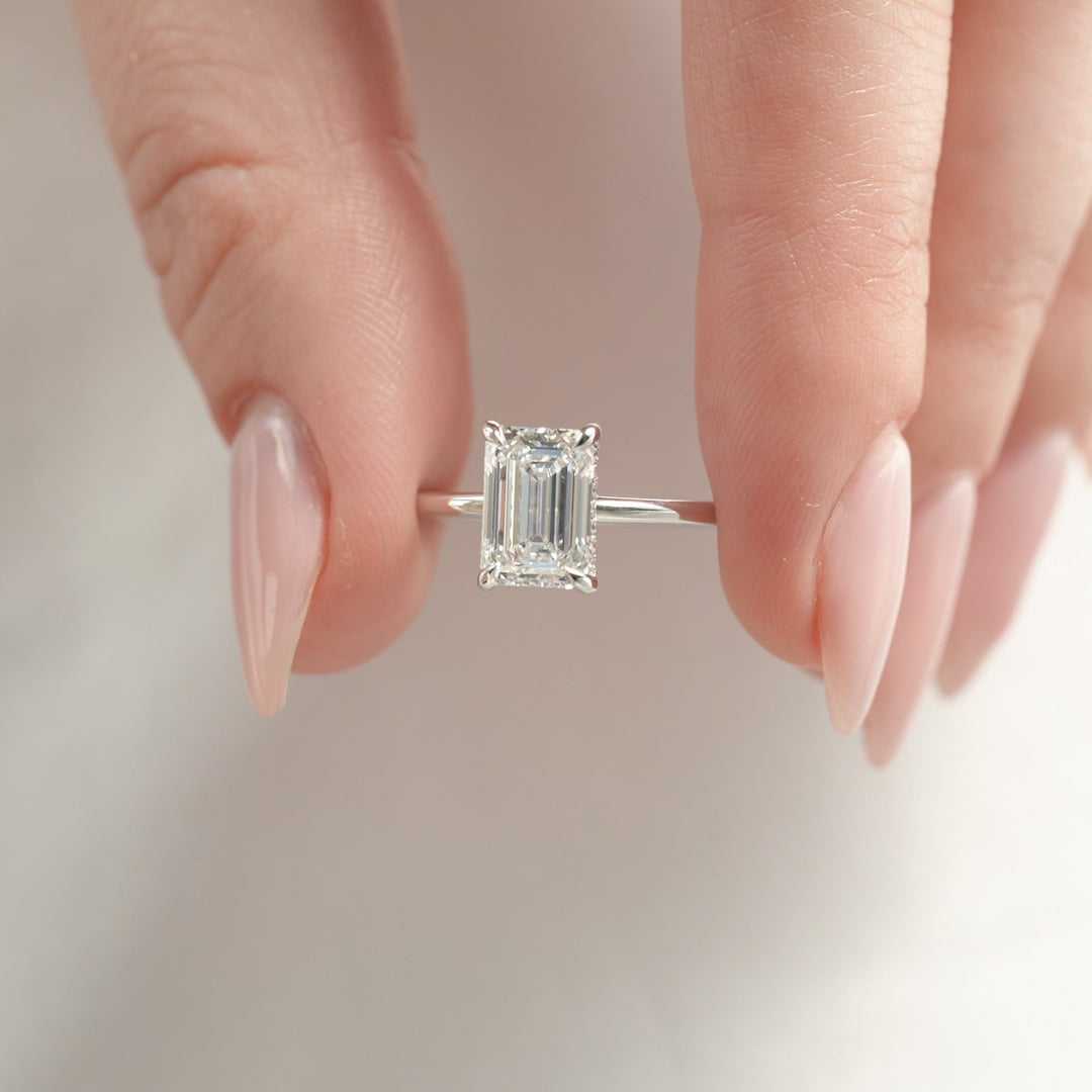 The Sydney Emerald Lab Diamond Moissanite Engagement Ring