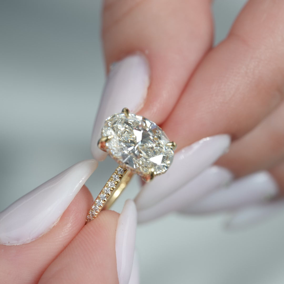 The Pave Liberty Oval Lab Diamond Moissanite Engagement Ring