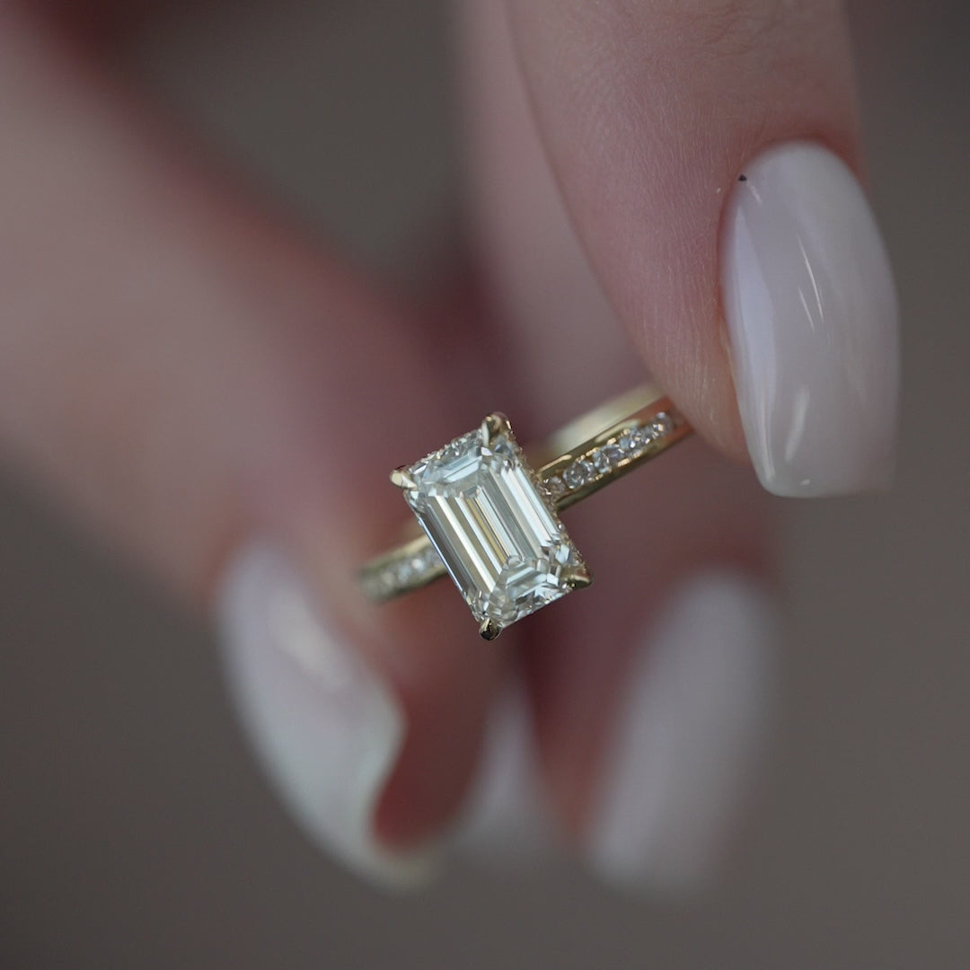 The Murphy Emerald Lab Diamond Moissanite Engagement Ring