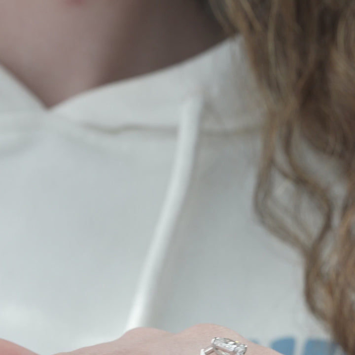 The Leona Princess Lab Diamond Moissanite Engagement Ring *Shown with 2 ct #material_white