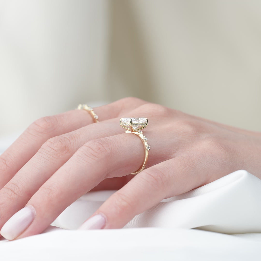 The Hidden Halo Morgan Radiant Lab Diamond Moissanite Engagement Ring