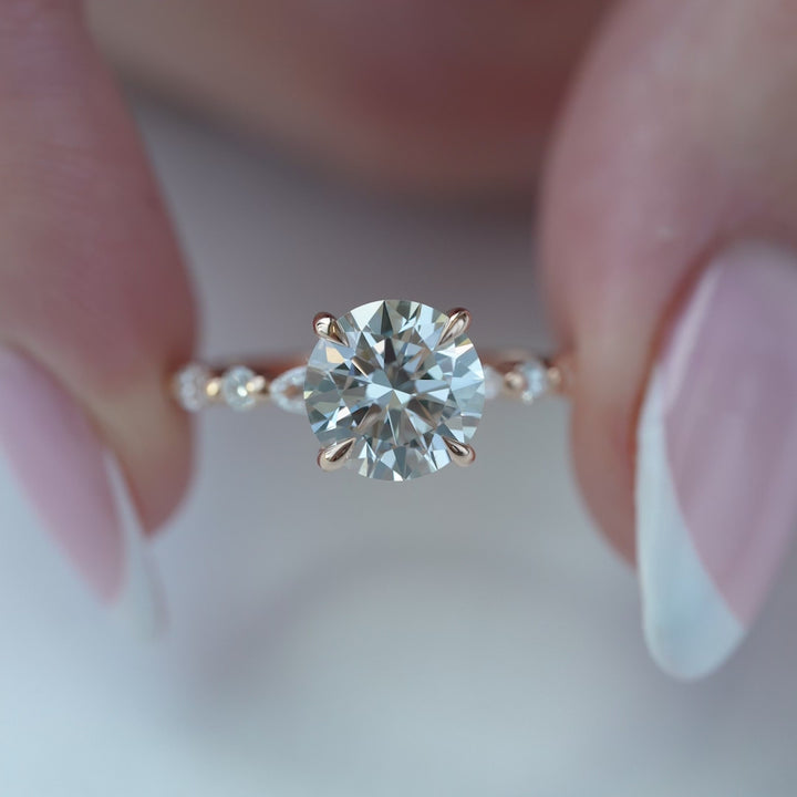 The Lyra Round Lab Diamond Moissanite Engagement Ring *Shown with 2 ct #material_rose