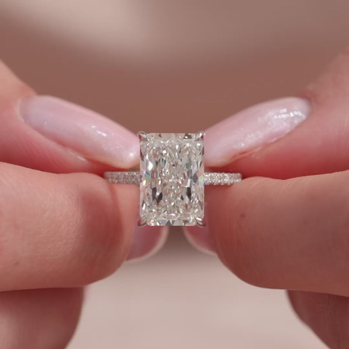 The Pave Liberty Radiant Lab Diamond Moissanite Engagement Ring