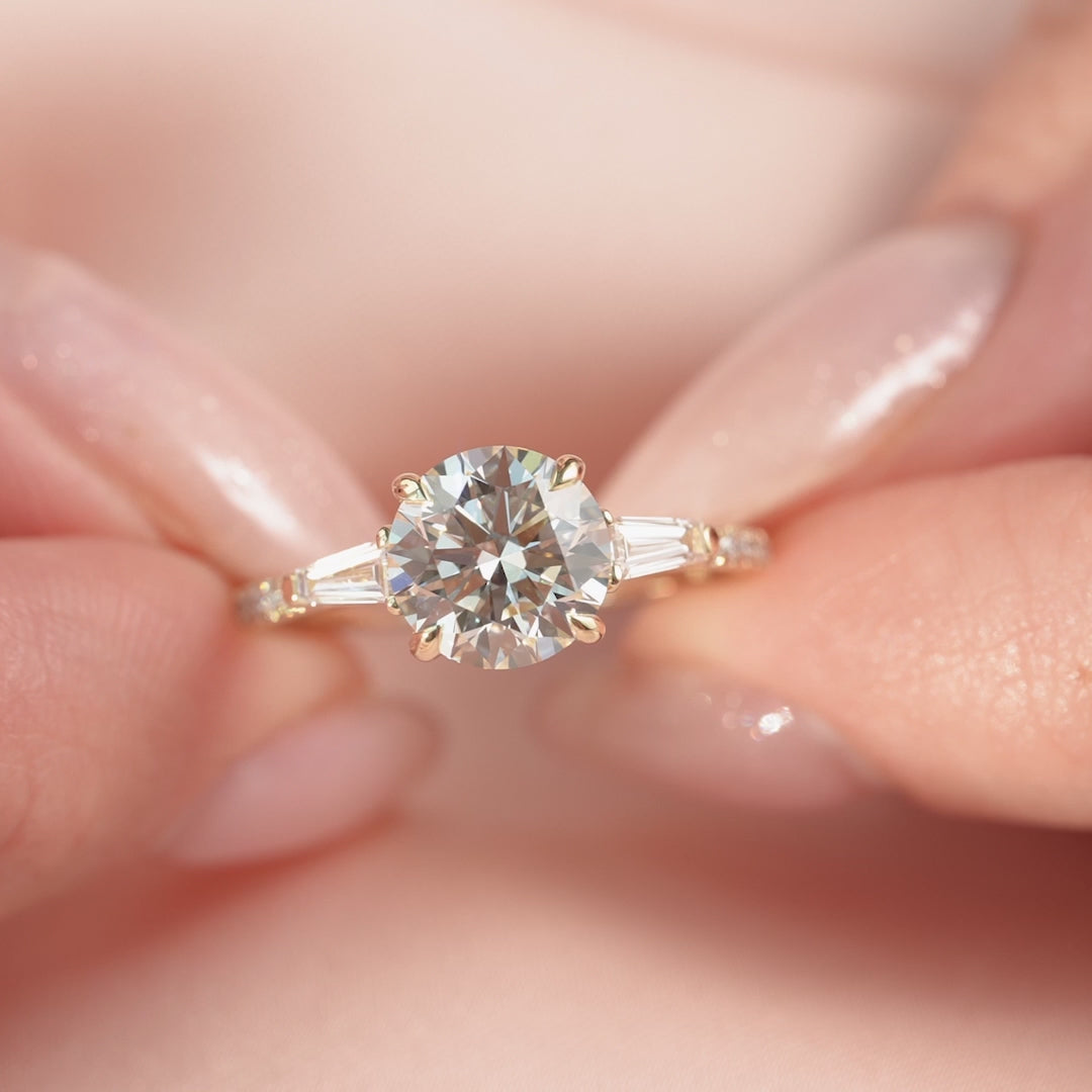 The Pave Leona Round Lab Diamond Moissanite Engagement Ring