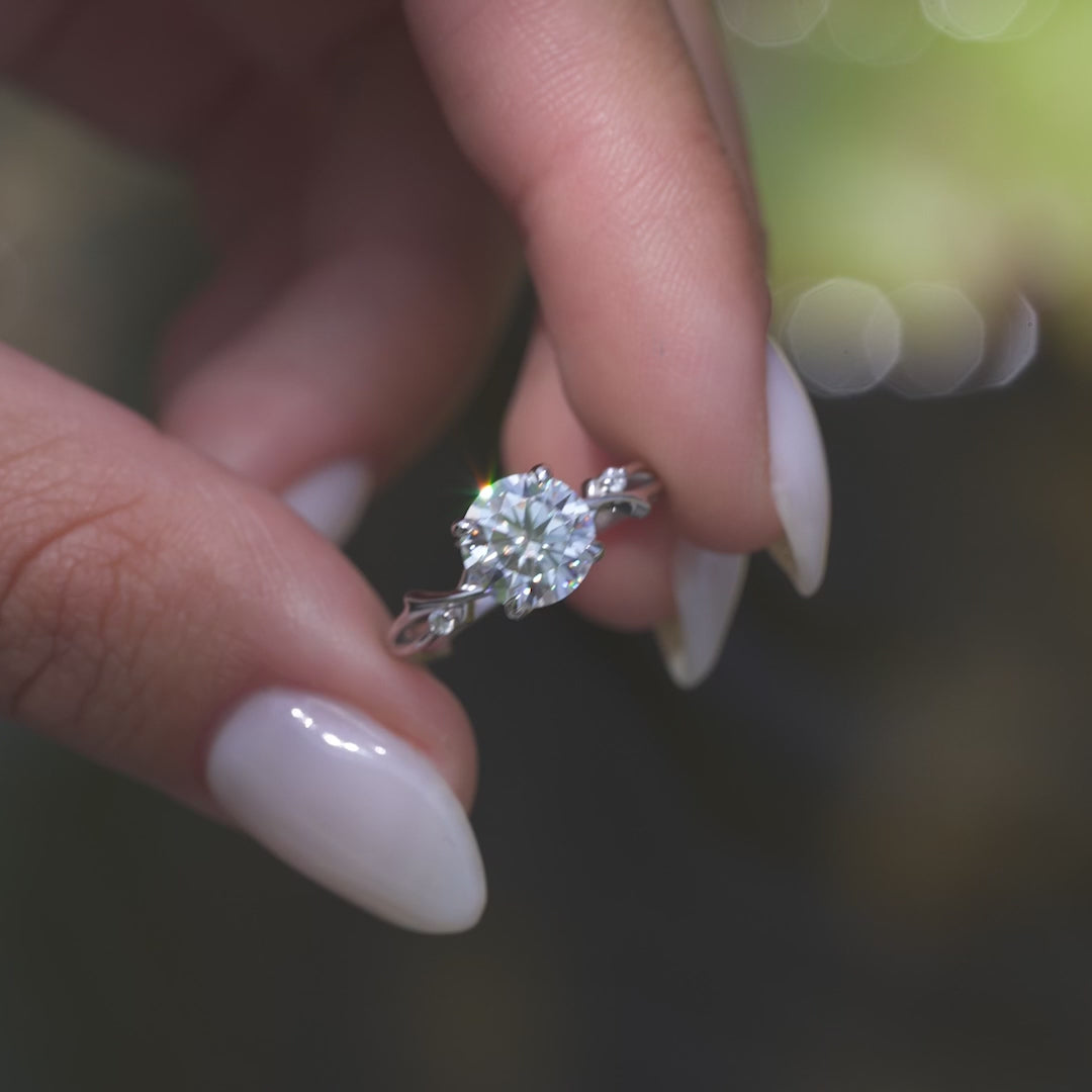 The Coco Round Lab Diamond Moissanite Engagement Ring