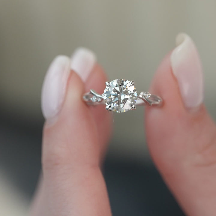 The Coco Round Lab Diamond Moissanite Engagement Ring *Shown with 2 ct #material_white